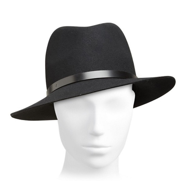 Rag & Bone floppy brim felted wool fedora size medium, black color, leather band - Picture 7 of 9